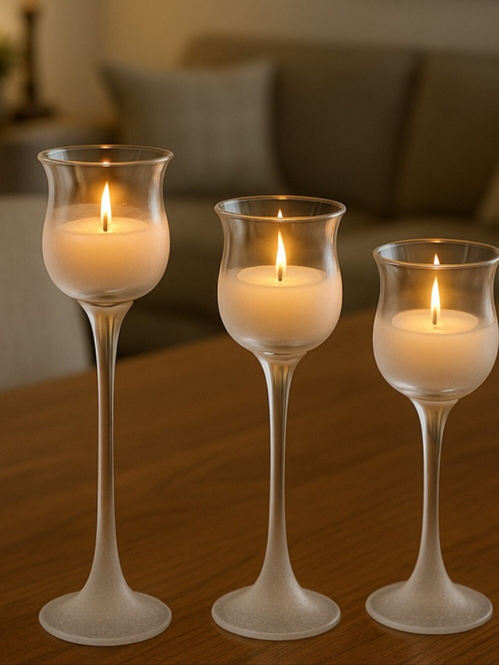 NWOT Partylite Candle Iced Crystal Frosted Elegant Home Decor Trio Tall P9428